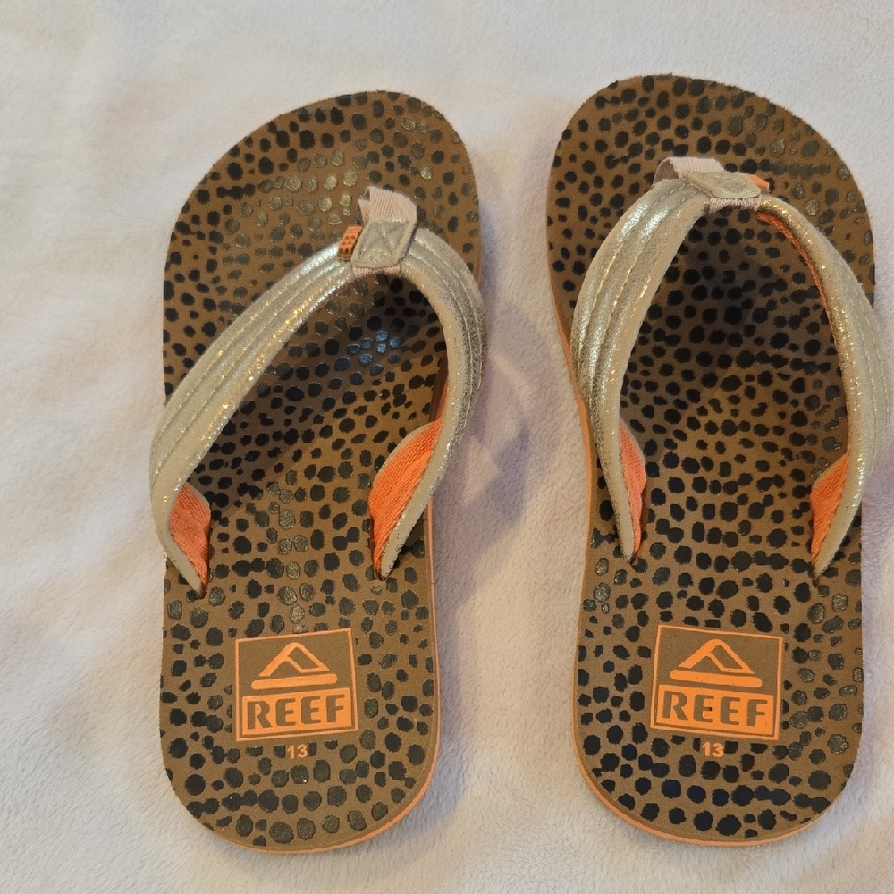Reef Kids' Sandals with Orange and Tan Design
